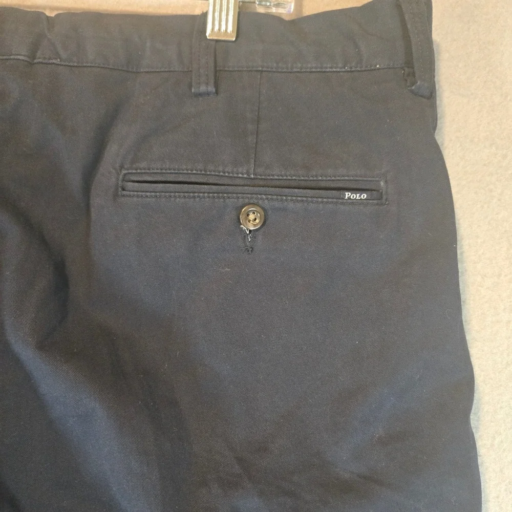 Polo Ralph‎ Lauren Pants Mens 38x30 Navy Blue Stretch Chino Flat Front Cotton